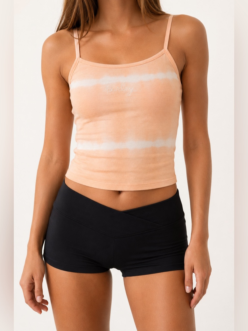 NWT Hurley Tie Dye Crop Tank Top Peach White Size Small $33